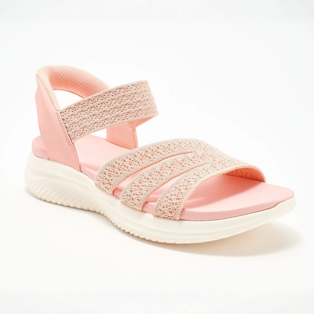 Comfortable Sandals for Women with Woven Stretch Strap Cushioned Sole Adjustable Ankle Sport Style