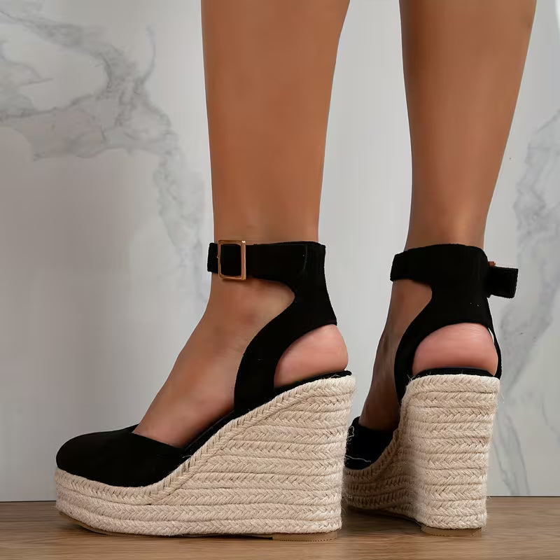 Elegant Espadrille Wedges for Women with Closed Toe Ankle Strap Braided Platform Style