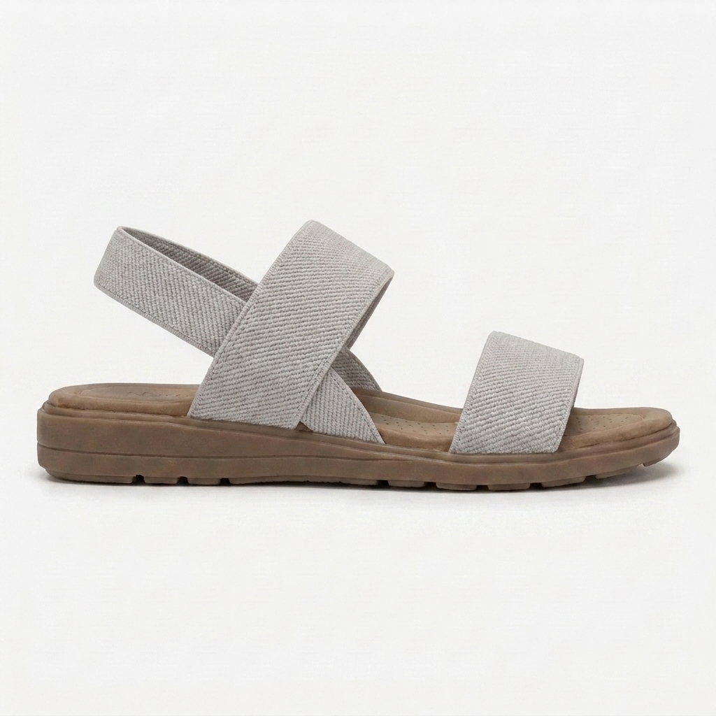 Comfortable Flat Sandals for Women with Two Strap Ankle Buckle Open Toe Cushioned Style