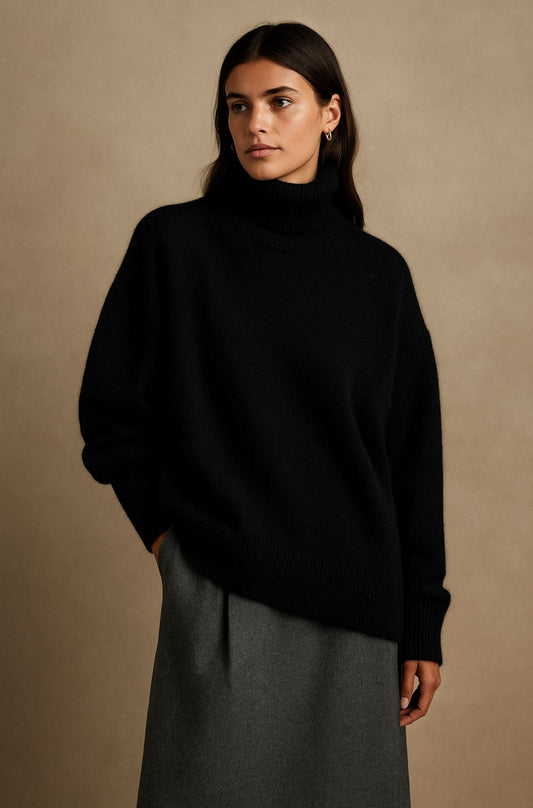 Comfortable Chunky Turtleneck Sweater for Women with High Neck Long Sleeve Relaxed Fit Oversized Knit Style