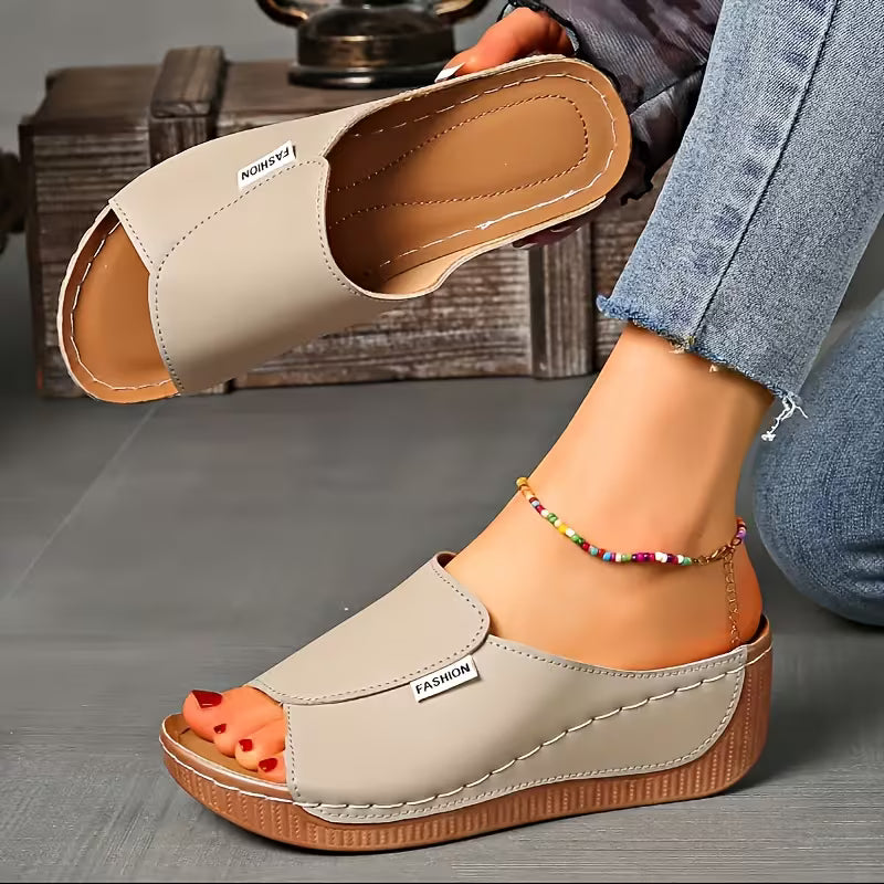 Comfortable Orthopedic Sandals for Women with Wide Band Open Toe Slip On Wedge Platform Style