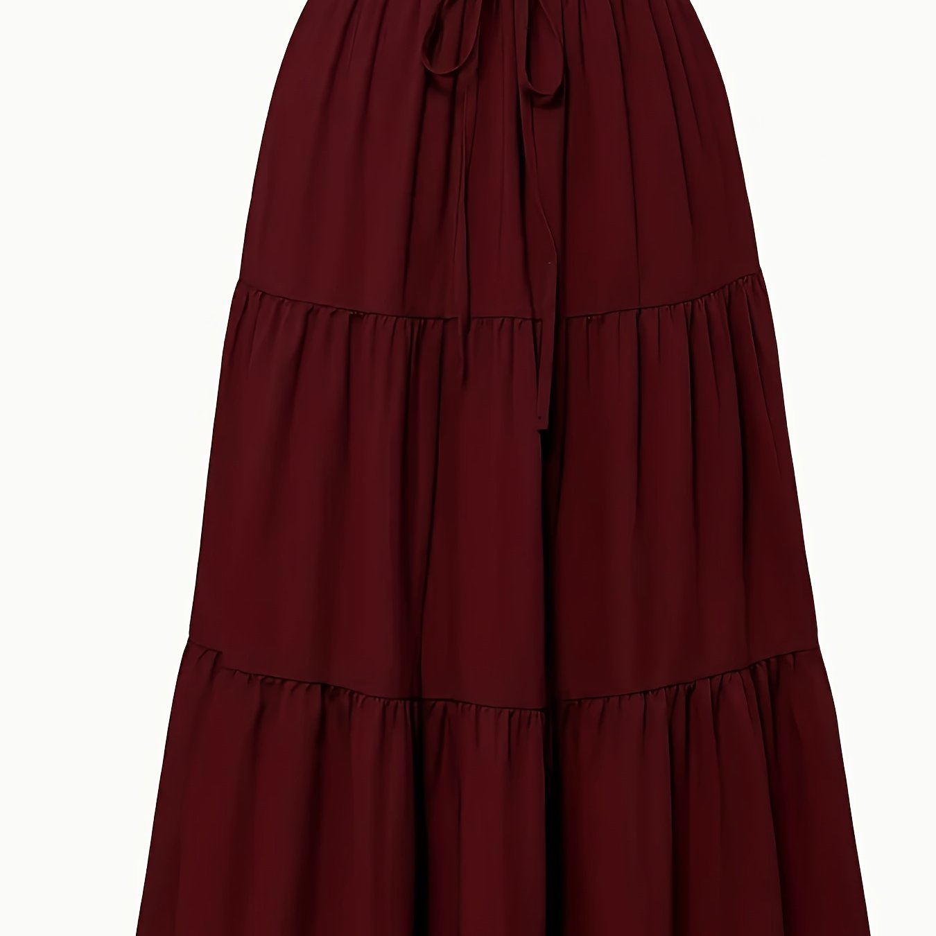 Women's Olive Green Pleated Midi Skirt - Lightweight Adjustable Drawstring Waist, Hand Washable Spring/Summer Elegant Solid Color Skirt for Casual & Formal Outfits, Casual Attire, Nontransparent Fabric, Spring Fashion, Classic Style, Breathable Material,