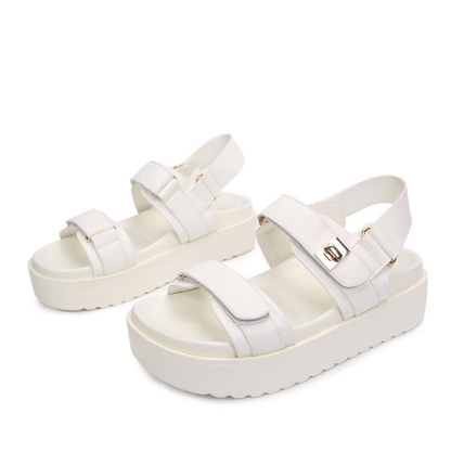 Stylish Platform Sandals for Women with Two Strap Ankle Buckle Woven Trim Chunky Style