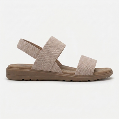 Comfortable Flat Sandals for Women with Two Strap Ankle Buckle Open Toe Cushioned Style
