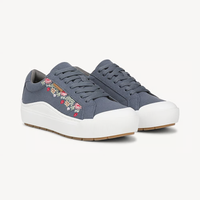 Steel Blue – Floral Embroidery