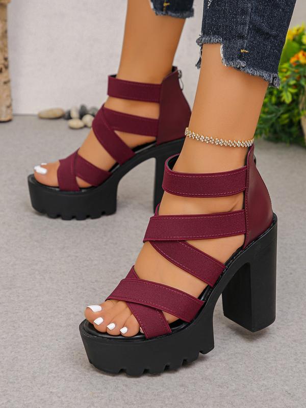 Stylish Strappy Sandals for Women with Chunky Block Heel Lug Platform Open Toe Style