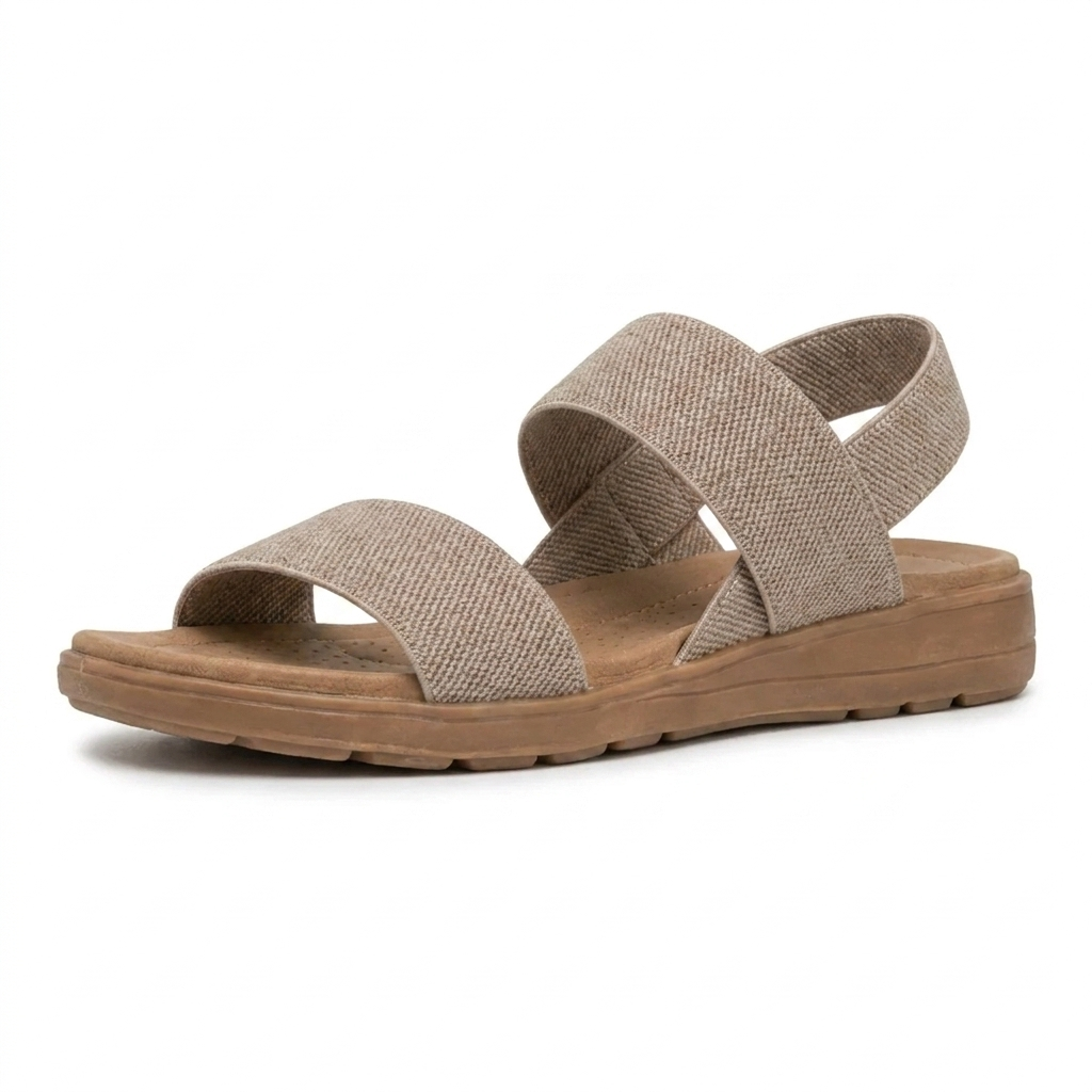 Comfortable Flat Sandals for Women with Two Strap Ankle Buckle Open Toe Cushioned Style