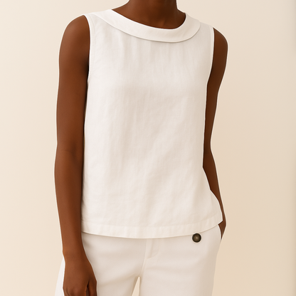 Maria | Sleeveless Roll Collar Top