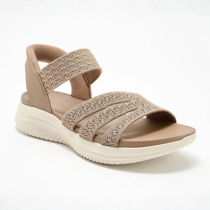 Comfortable Sandals for Women with Woven Stretch Strap Cushioned Sole Adjustable Ankle Sport Style