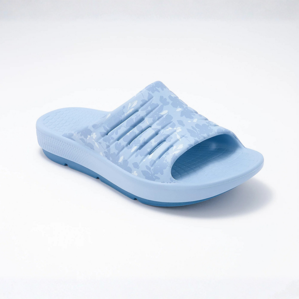 Comfortable Slides for Women with Ribbed Strap Cushioned Footbed Slip On Style