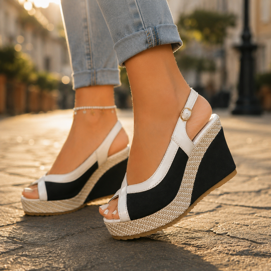 Effortless Espadrille Wedge Sandal for Women with Peep Toe Crisscross Strap Slingback Casual Style