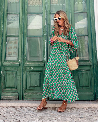 Haven | Women's Floral Puff Sleeve Tiered Maxi Summer Dress