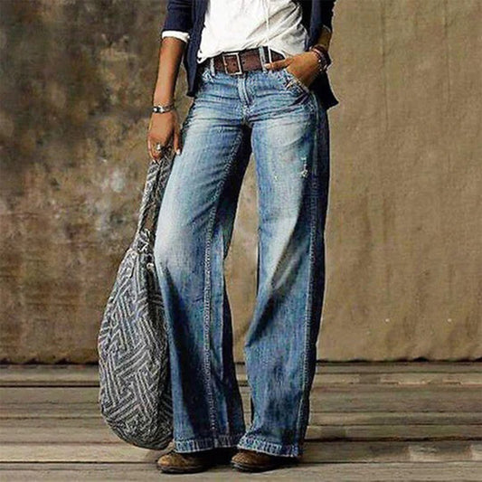 Rhonda | Women’s Trendy High-Waisted Wide-Leg Jeans