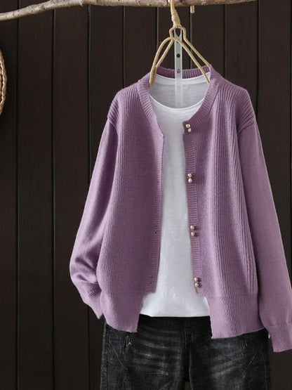 Women's Sweater | Button Front Ribbed Cuffs