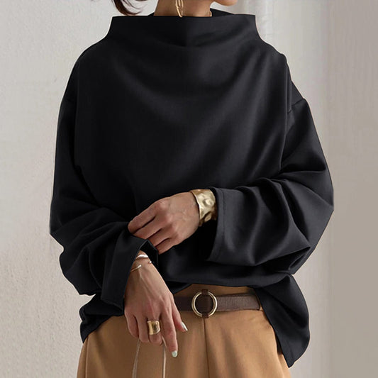 Effortless Oversized Sweatshirt for Women with Funnel Neck Long Sleeve Relaxed Batwing Casual Style