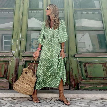 Haven | Women's Floral Puff Sleeve Tiered Maxi Summer Dress