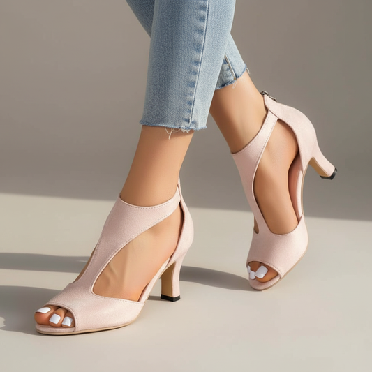 Elegant Cutout Peep Toe Sandal for Women with Ankle Strap Stiletto Heel Party Style