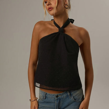 Targeted - Women'S Spring/Summer Solid Color Sexy Minimalist Casual Daily Wear Sleeveless Slim Fit Halter Top Vest