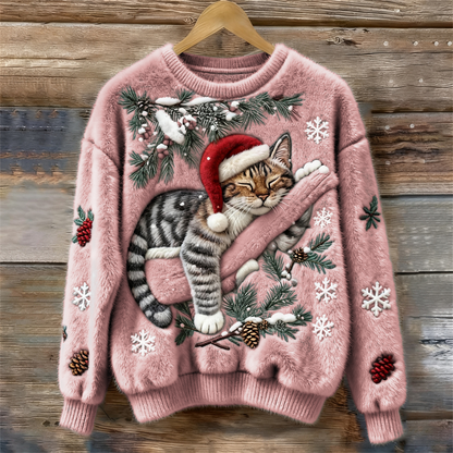 Women’s Sweater | Festive Cat Print