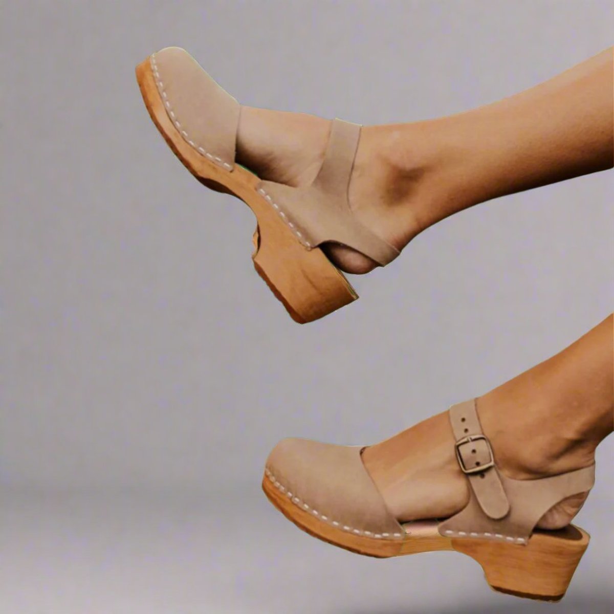 Britta | Women's Platform Clog Ankle Strap Closed Toe Heel