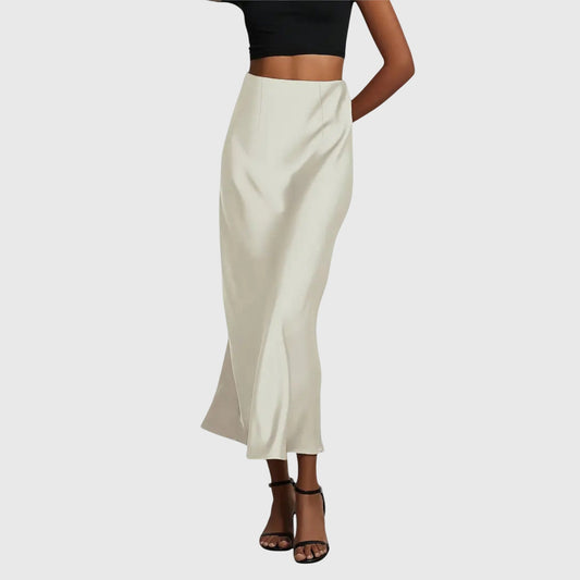 Elegant Maxi Skirt for Women with High Waist Satin Bias Cut Slip Fitted Casual Going Out Style
