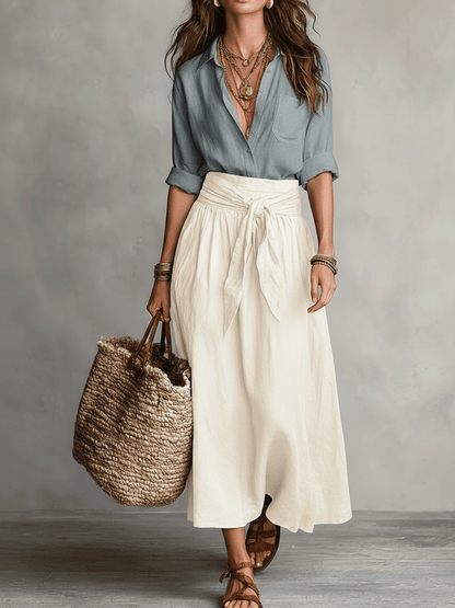 Calista | Women's Boho High Waist Flowy Midi Skirt Set