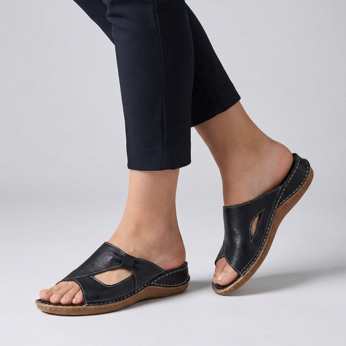 Dagna | Women's Slip-On Flat Mule Sandal with Cut-Out