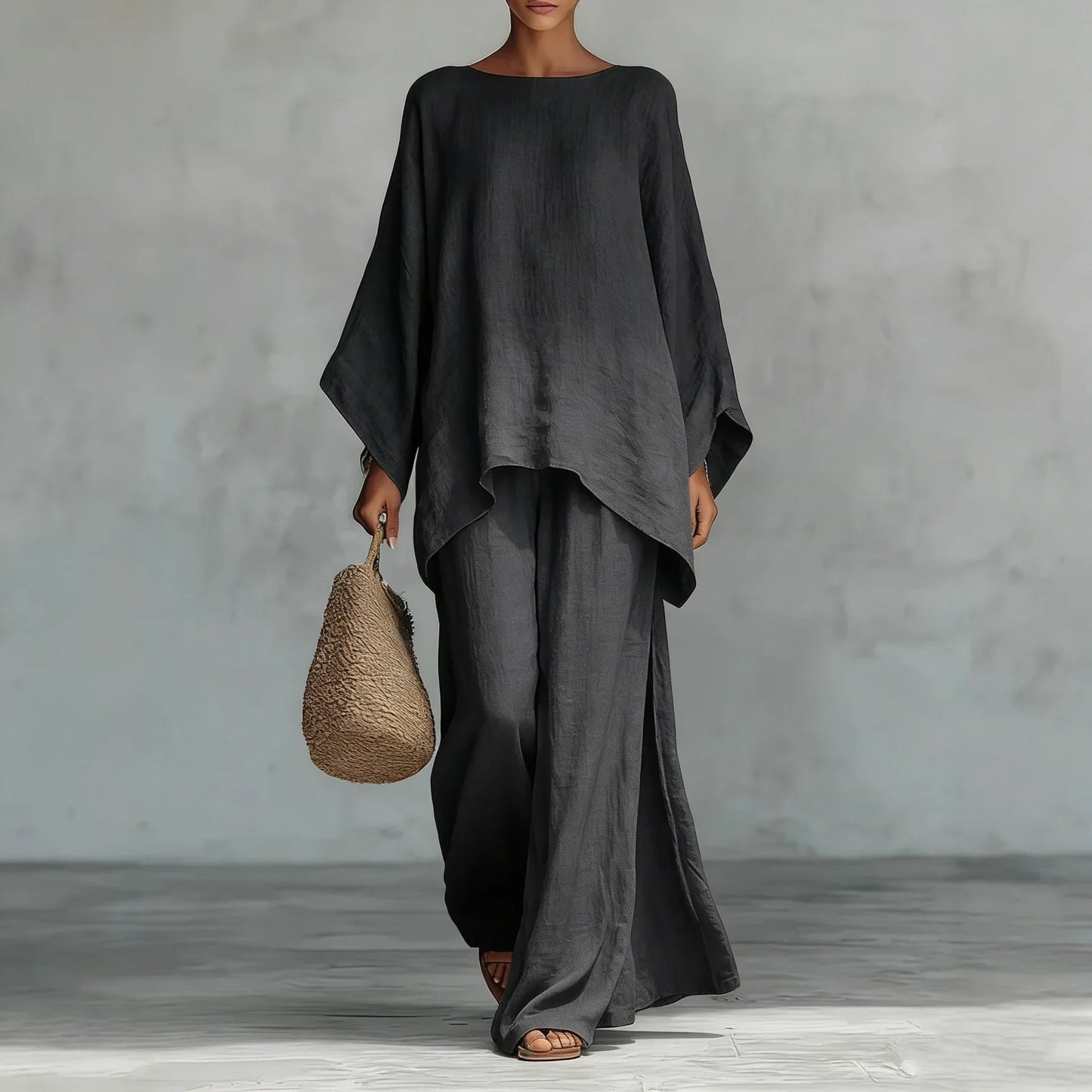 Evangeline | Women's Asymmetrical Top Wide Leg Pants Set