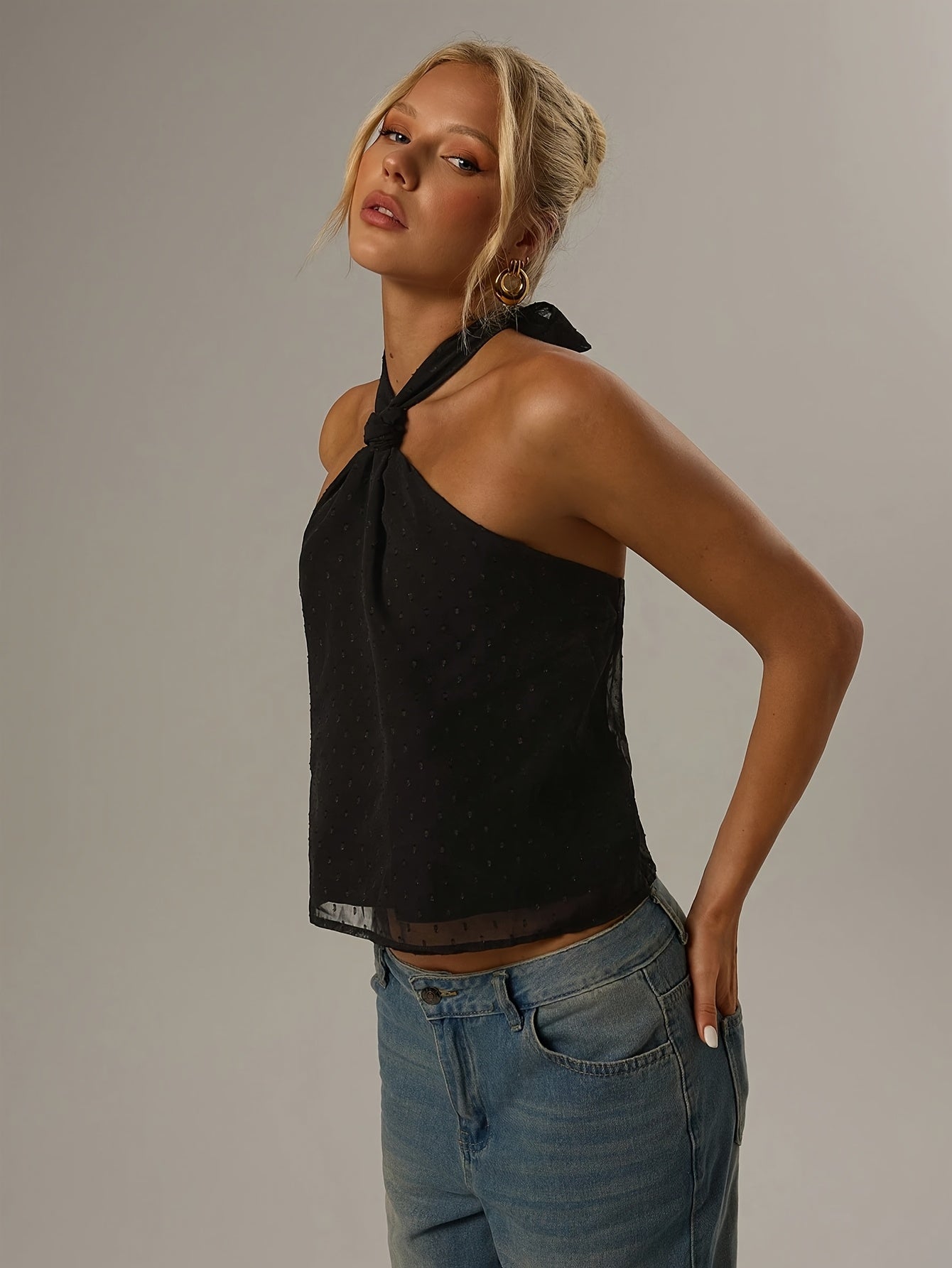 Targeted - Women'S Spring/Summer Solid Color Sexy Minimalist Casual Daily Wear Sleeveless Slim Fit Halter Top Vest