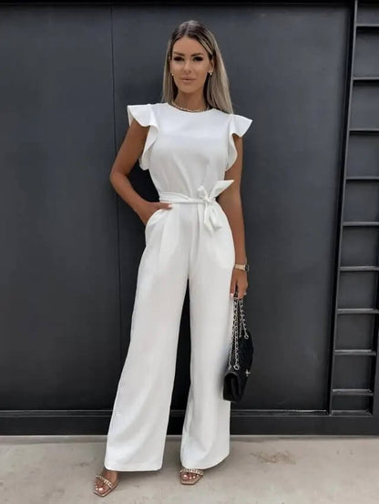 Miriam | Women's Flutter Sleeve Wide Leg Jumpsuit