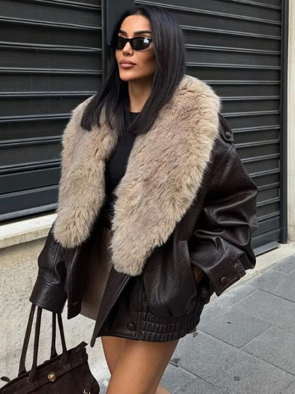 Soerana Faux Leather Jacket