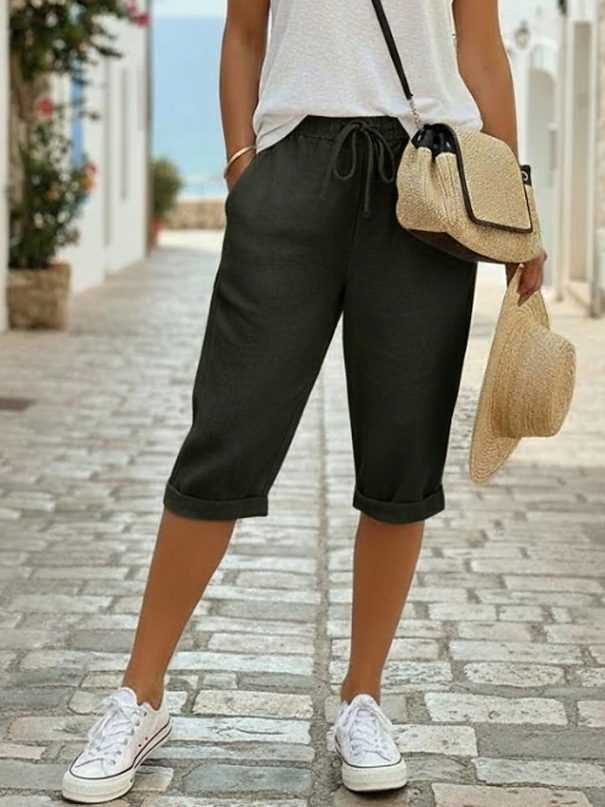 Waverly | Women's Drawstring Elastic Waist Capri Shorts